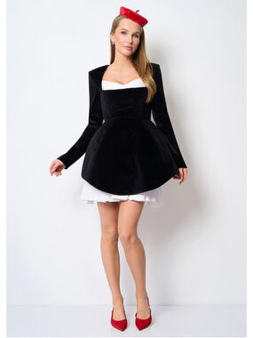 Black Velvet Structured Mini Sculptural Designer Style Dress